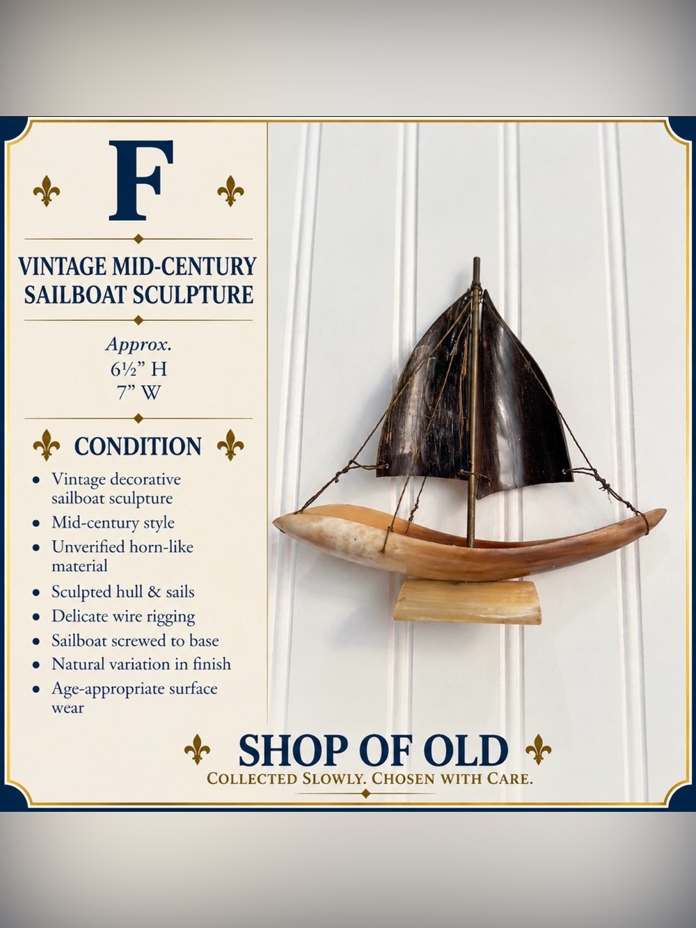 Vintage Mid-Century Sailboat Sculpture | Maritime Decor